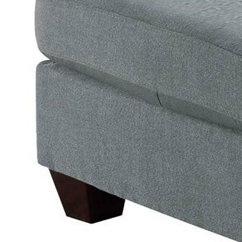32 Inch Modern Square Ottoman with Plush Foam Seating, Gray Linen Fabric - Benzara