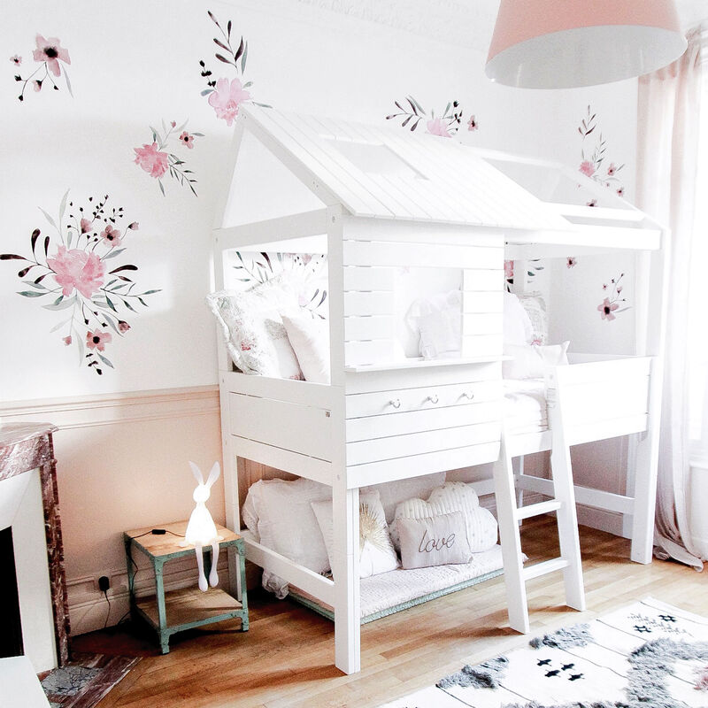 Pink Watercolor Flowers Wall Decals