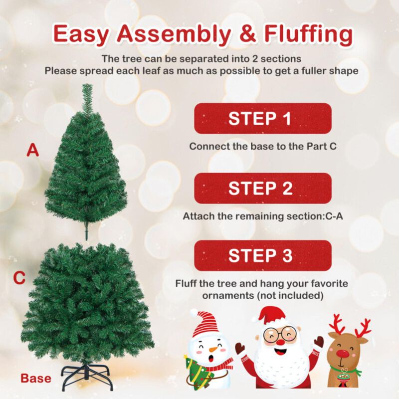 Artificial PVC Hinged Christmas Tree with Solid Metal Stand