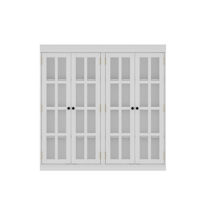 FUFU&GAGA Glass Door Shoe Cabinet with Adjustable Shelves (47.2" W x 47.2" H x 15.7" D),White