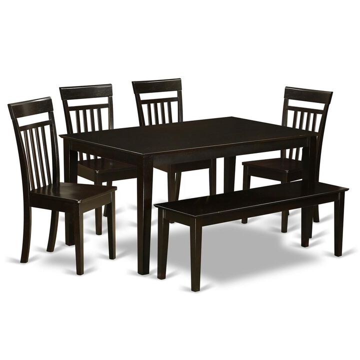 East West Furniture 6  PC  Kitchen  Table  with  bench  set-Kitchen  Table  and  4  Chairs  for  Kitchen  and  1  Bench