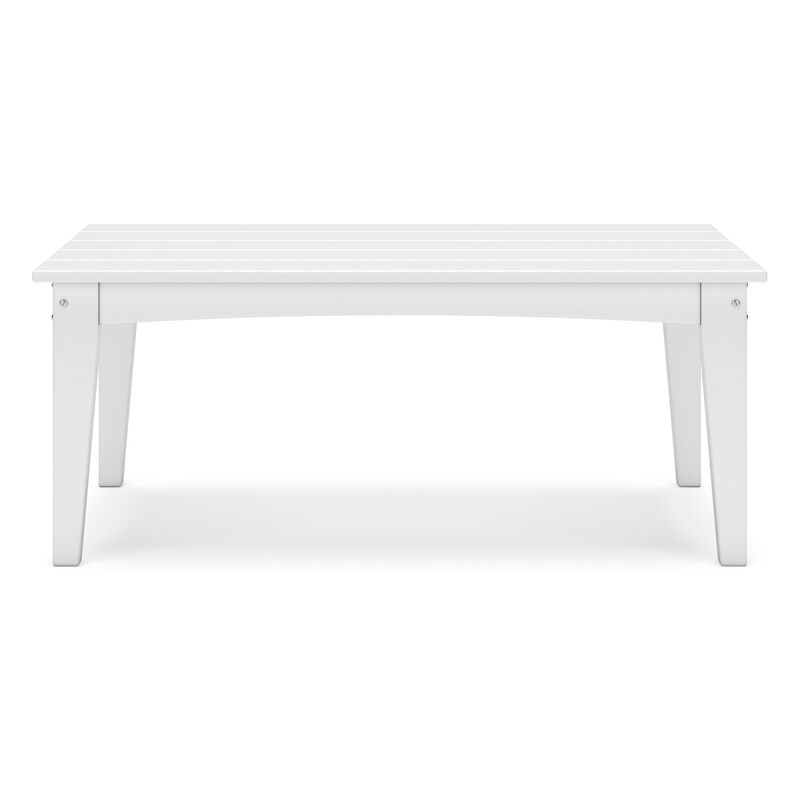 Fini 44 Inch Outdoor Coffee Table, Slatted Top, Modern Style, White Finish - Benzara