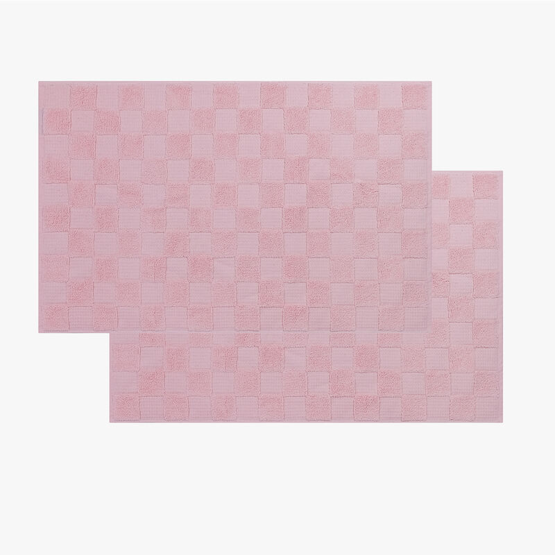 Waffle Terry 2 Pcs Turkish Bath Mat Set