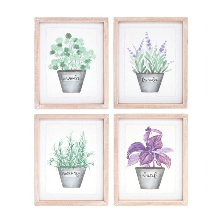 Herb Frame Decorative Wall Art for Kitchen or Garden Decor (Set of 4)
