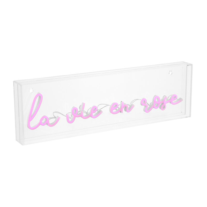 La Vie En Rose 20" X 6" Contemporary Glam Acrylic Box USB Operated LED Neon Light