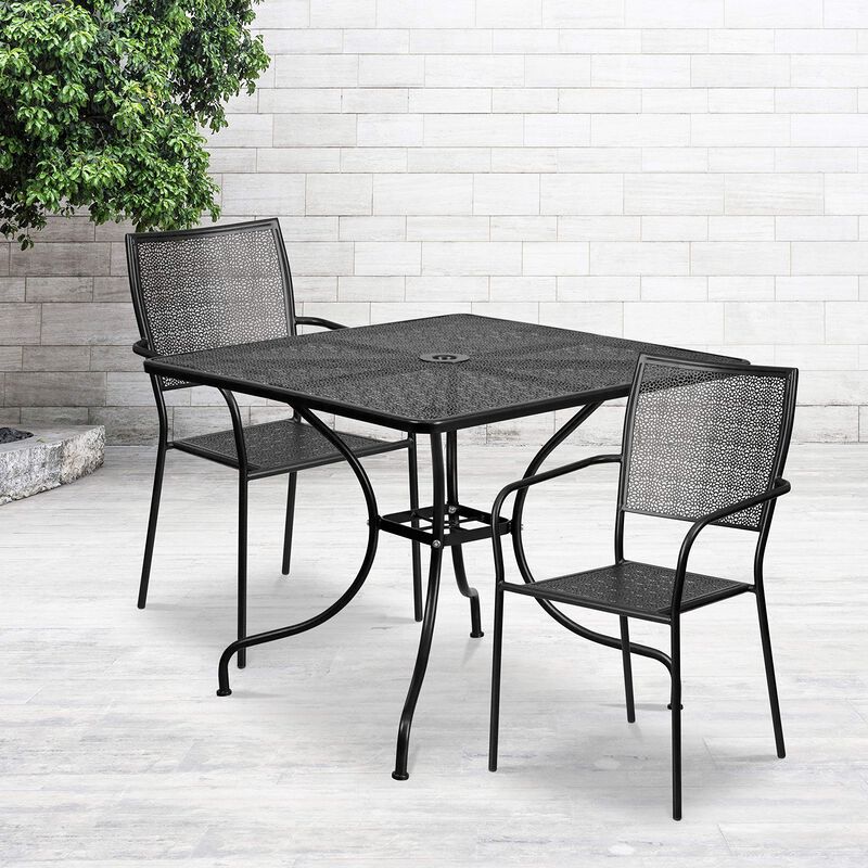 35.5SQ White Patio Table Set image number 1