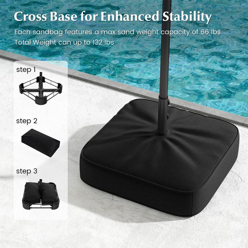 13FT Double-sided Patio Umbrella with Solar Lights for Garden Pool Backyard image number 9