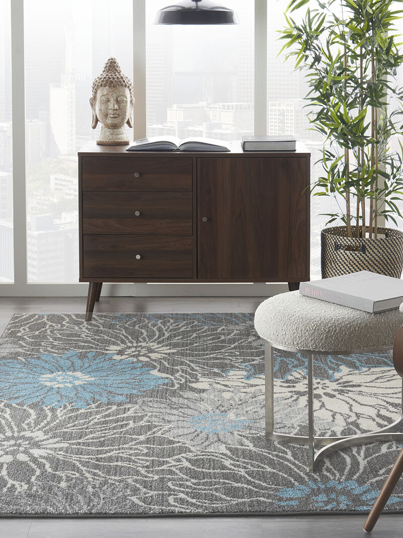 Passion PSN17 Chracoal/Blue 5' x Round Rug image number 6