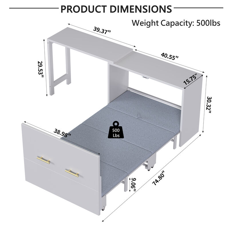 Merax Murphy Cabinet Bed with Adjustable Position Desk