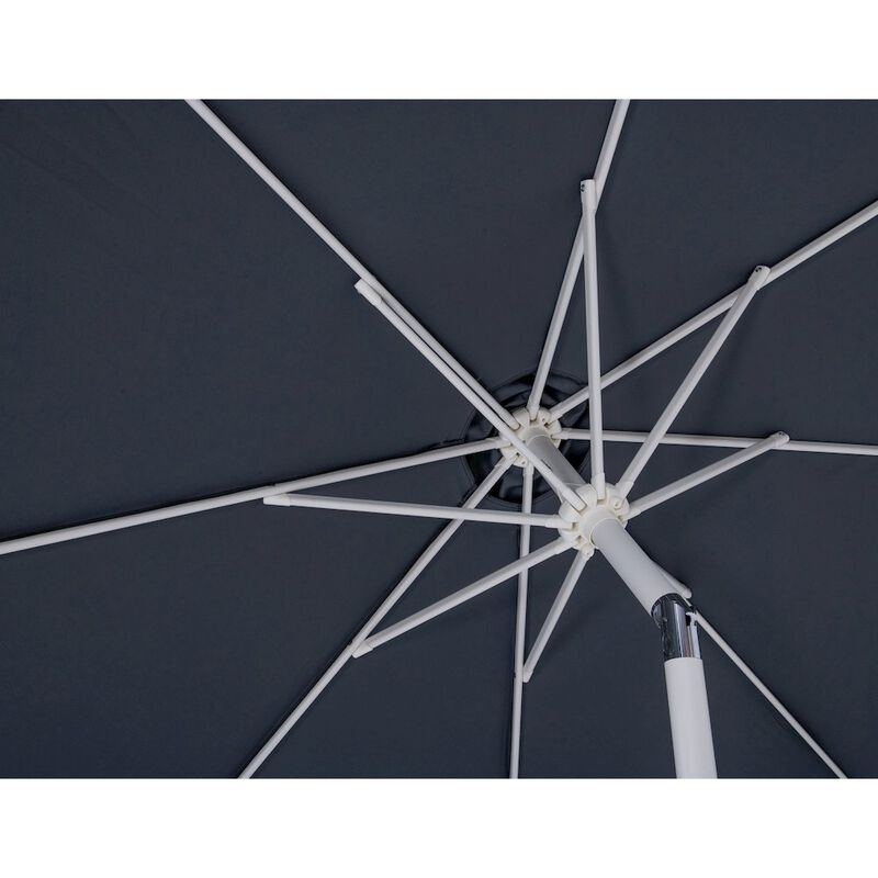 Meridian Furniture Fiji Grey Fabric / Matte Black Aluminum Patio Umbrella with Base Sets