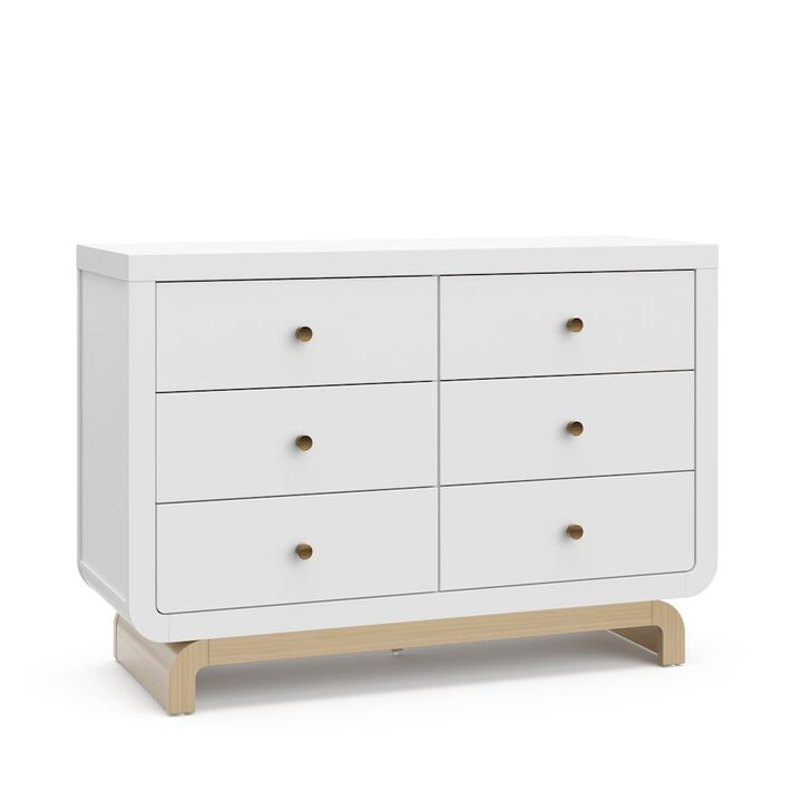 Storkcraft Santorini 6 Drawer Double Dresser (White with Driftwood)
