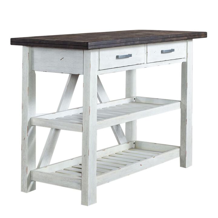 Liberty Furniture Farmhouse Server in Two Tone White w/ Wood Tone Top