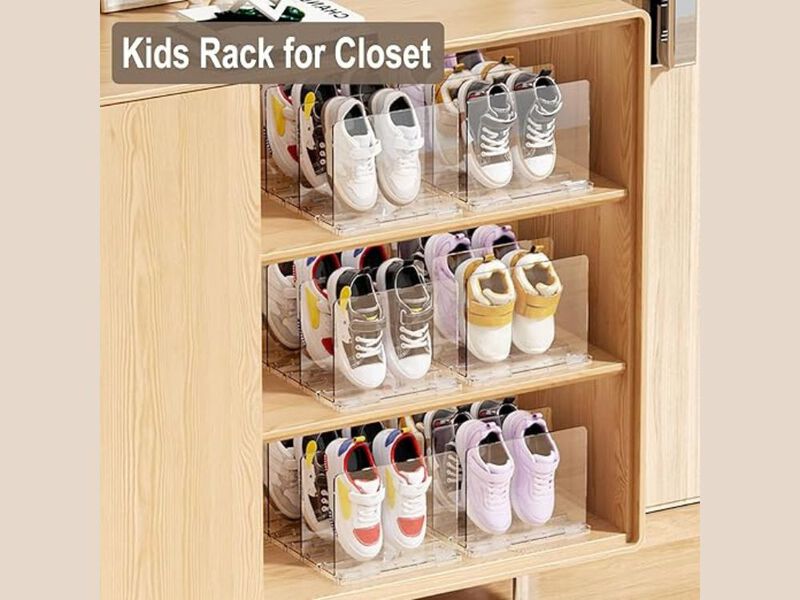 Shoe Organizer Closet Storage Clear Kids Rack Holder Stackable image number 1