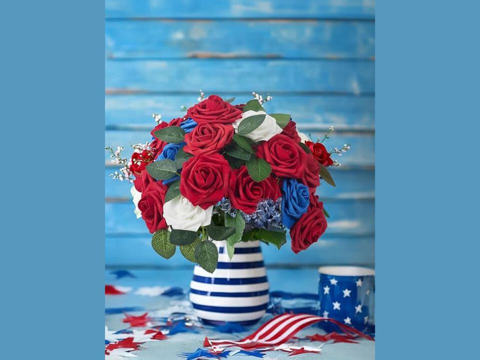 50 Piece Dark Red Artificial Rose Flower Stems Wedding Centerpiece Decor