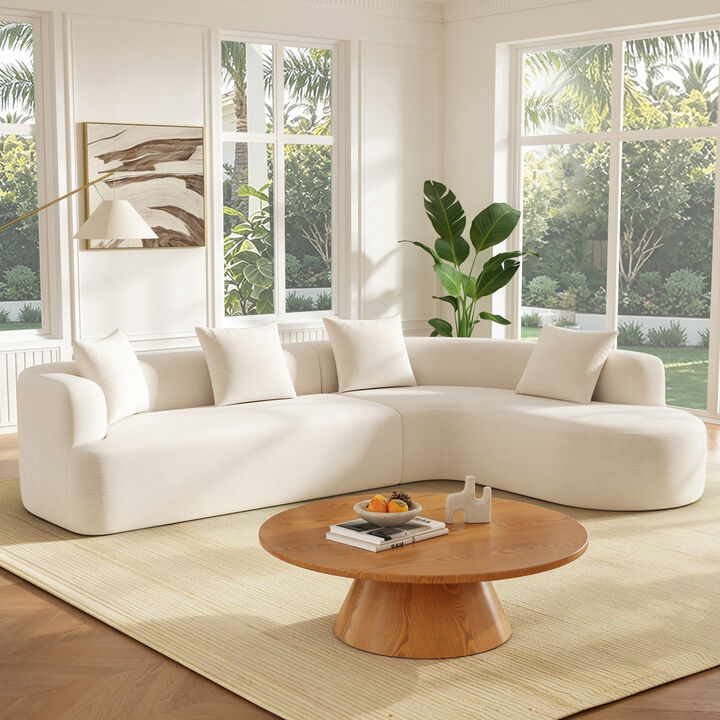Whisen 116.5" Cloud Sectional Sofa, L-Shaped Chenille with Memory Foam, 4-Seat Curved Couch for Living Room