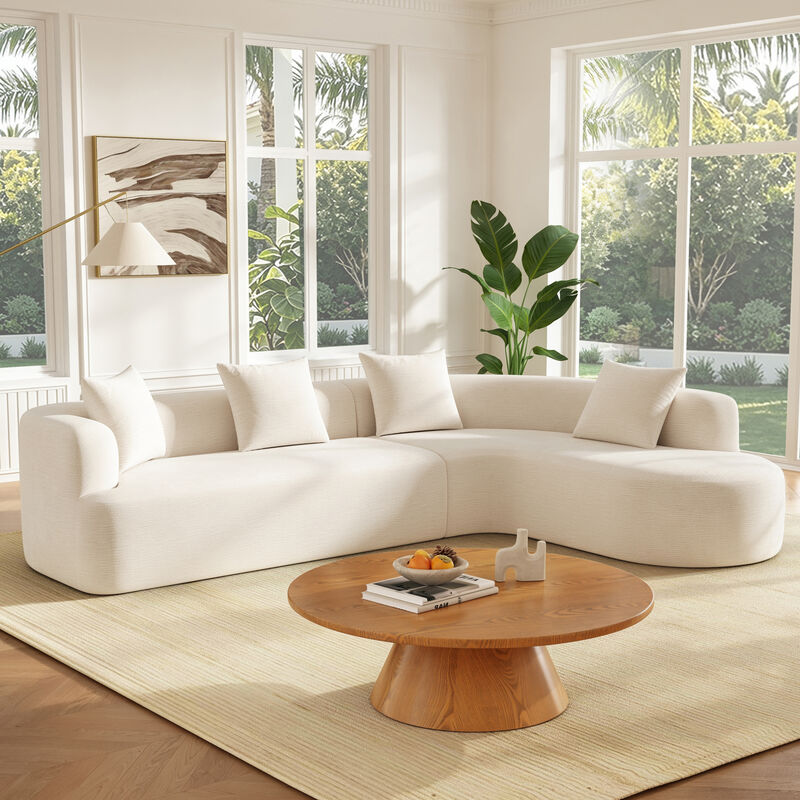 Whisen 116.5" Cloud Sectional Sofa, L-Shaped Chenille with Memory Foam, 4-Seat Curved Couch for Living Room image number 1