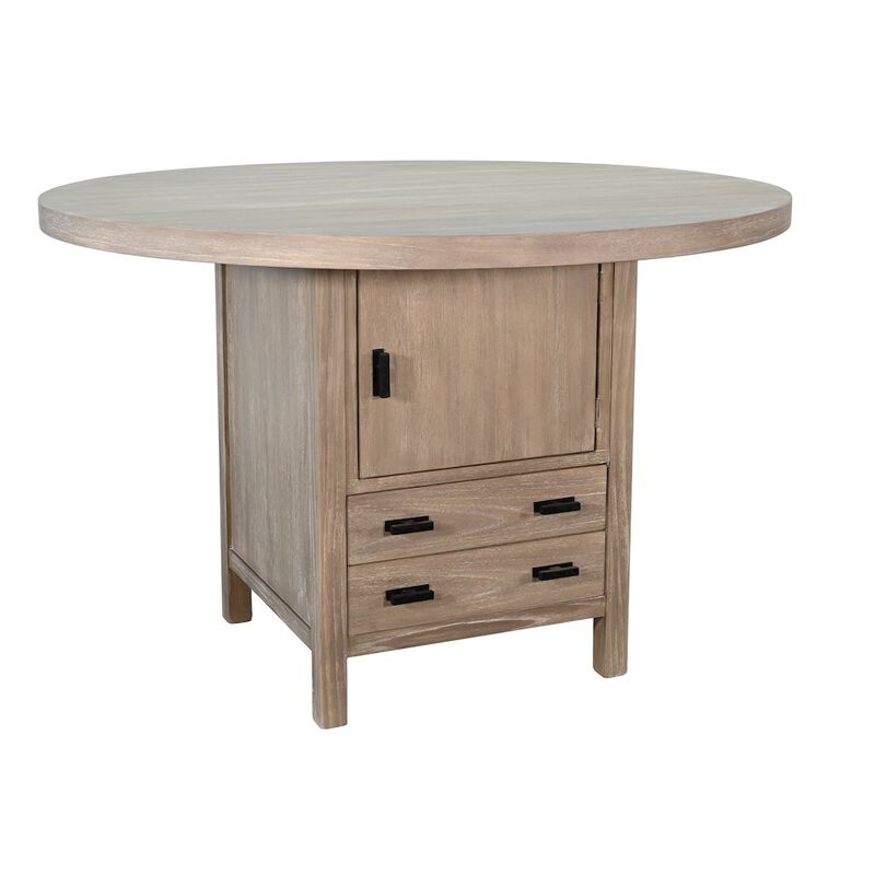 Sunny Designs Round Dining Table with Built-in Storage Cabinet and Drawers image number 0