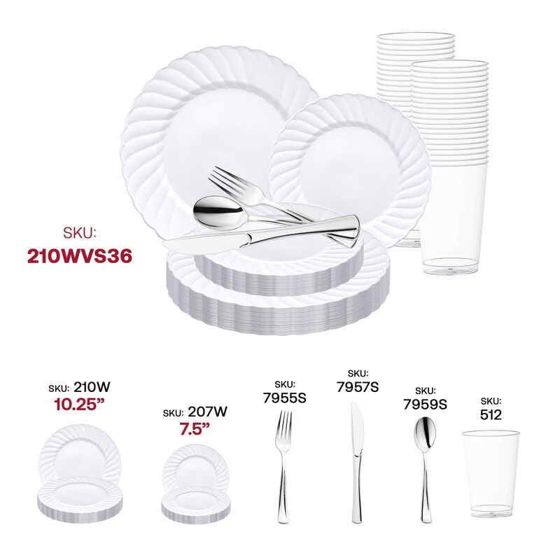 White Flair Plastic Wedding Value Set (72 Sets) image number 5