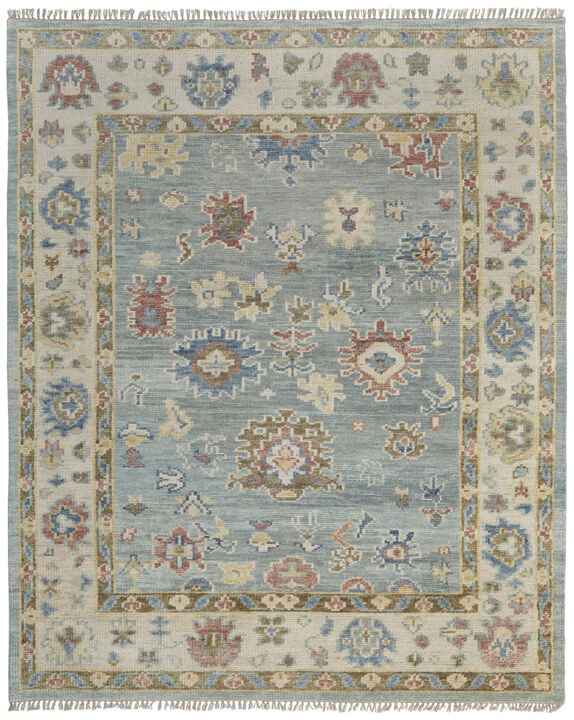 HomeRoots Wool Floral Hand Knotted Area Rug With Fringe