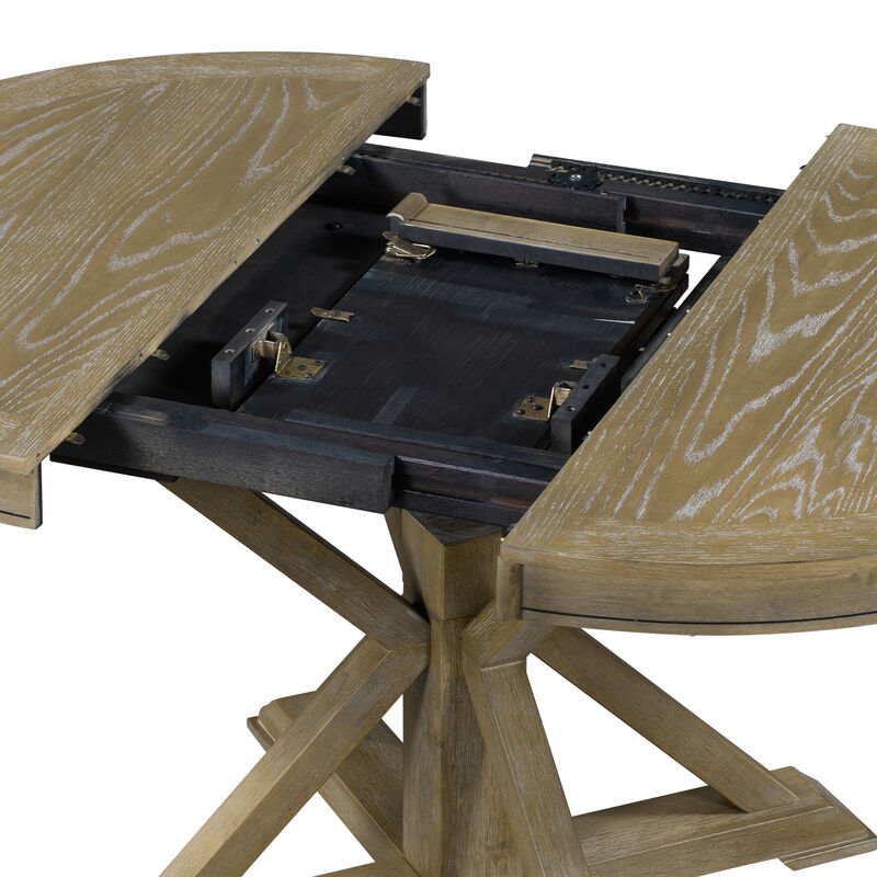 Merax Retro Extendable Dining Table with Leaf