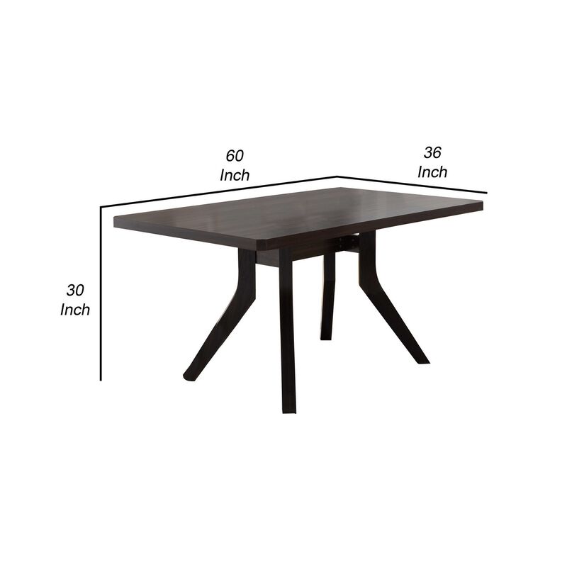 Dining Table with Wooden Top and Angled Legs, Brown-Benzara
