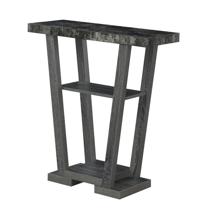 Convenience Concepts Newport V Console, Faux Black Marble/Weathered Gy