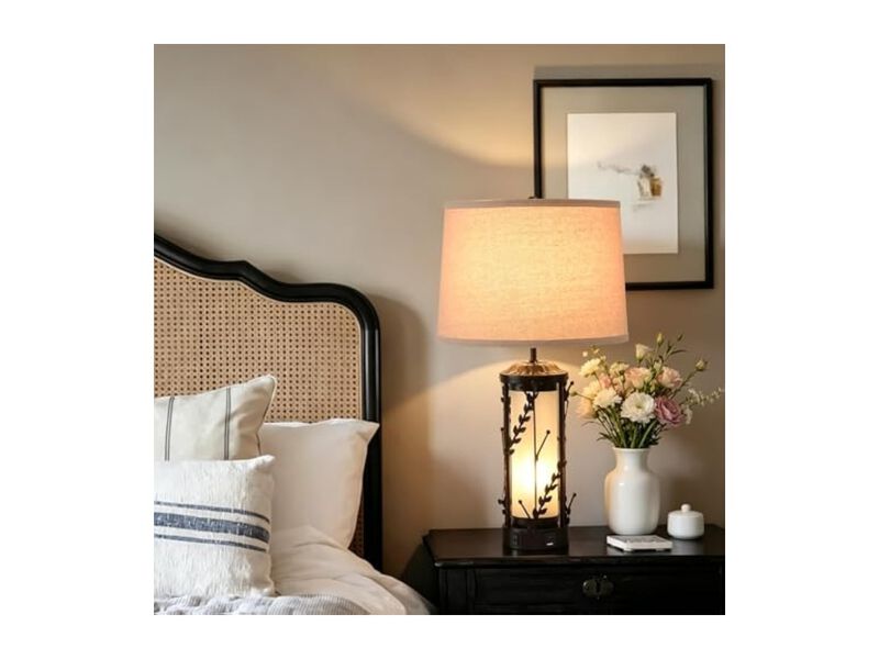 Vintage Metal Glass Night Lights Set Of 2 For Living Room Bedroom Nightstand image number 3