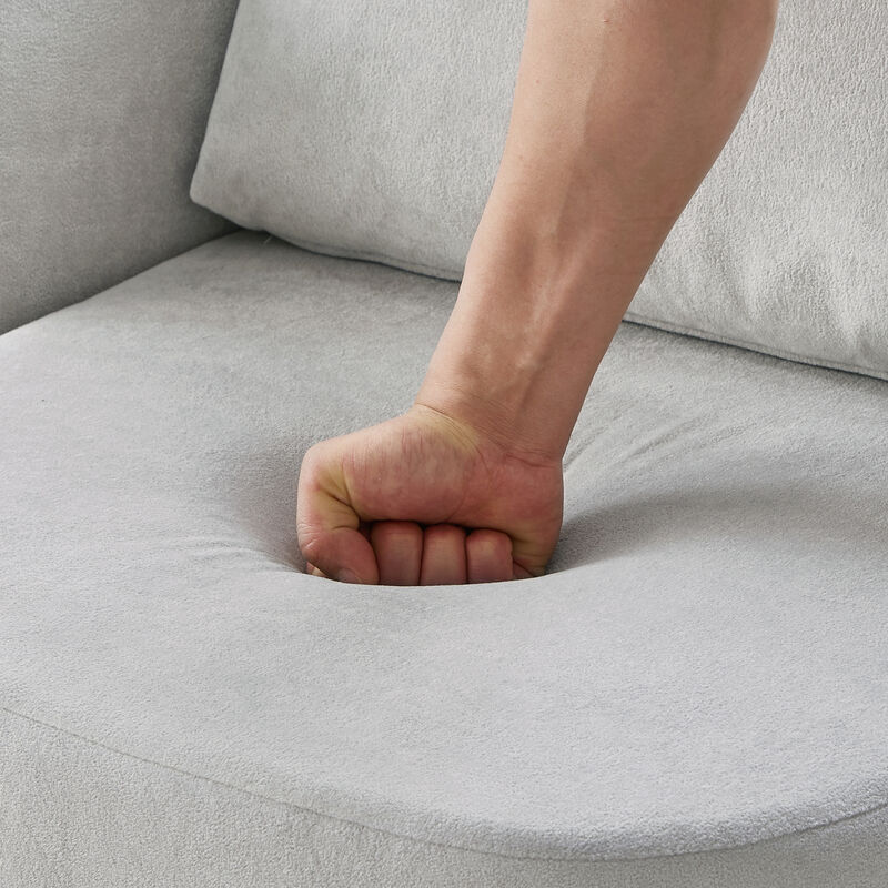 Merax 360° Swivel Barrel Chair  Modern Upholstered Accent Armchair with Curved Design for Living Room, Office & Bedroom