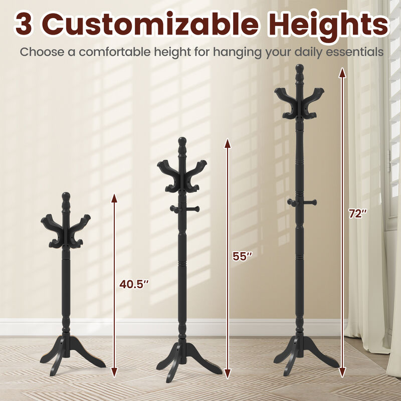 Entryway Hall Tree &ndash; Solid Wood with 11 Hooks and 3 Height Options image number 6