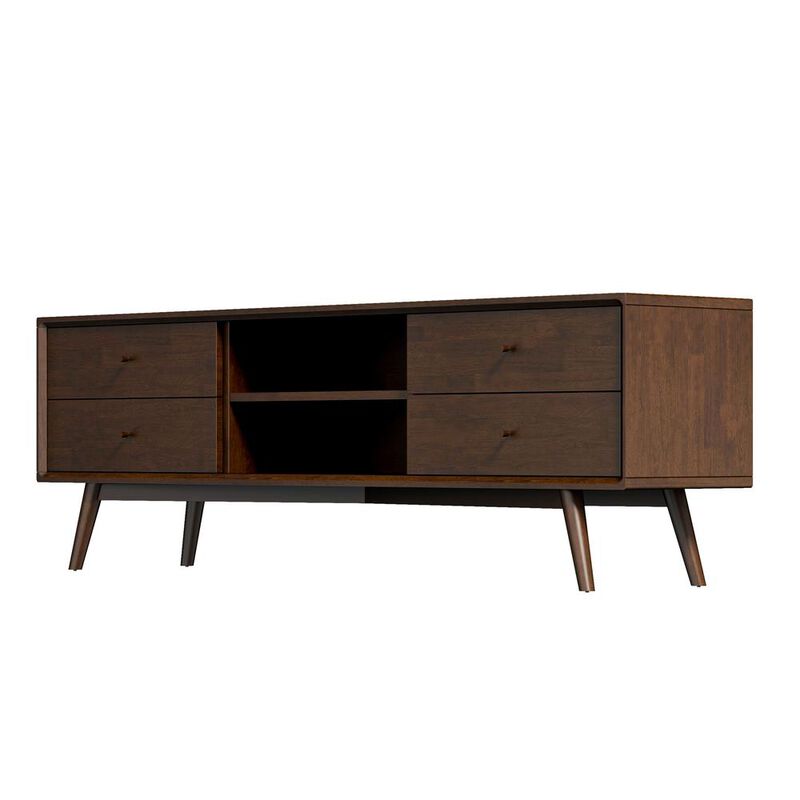 Ashcroft Furniture Co Caroline Mid Century Modern Style Walnut TV Stand up to 72 image number 0