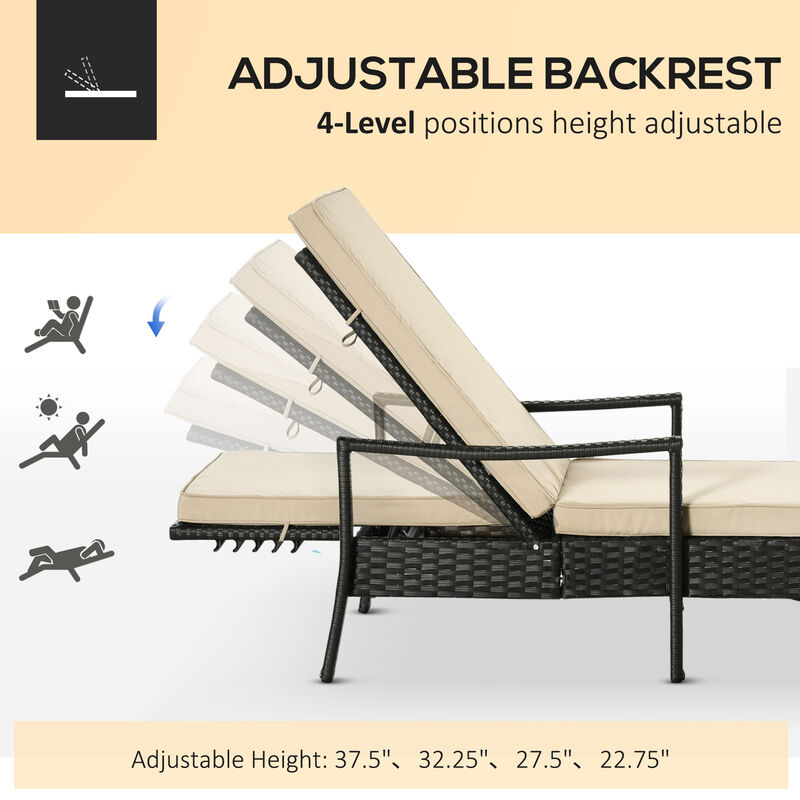 Hivvago Adjustable Outdoor Lounge Chair with Cushions for Patio image number 3
