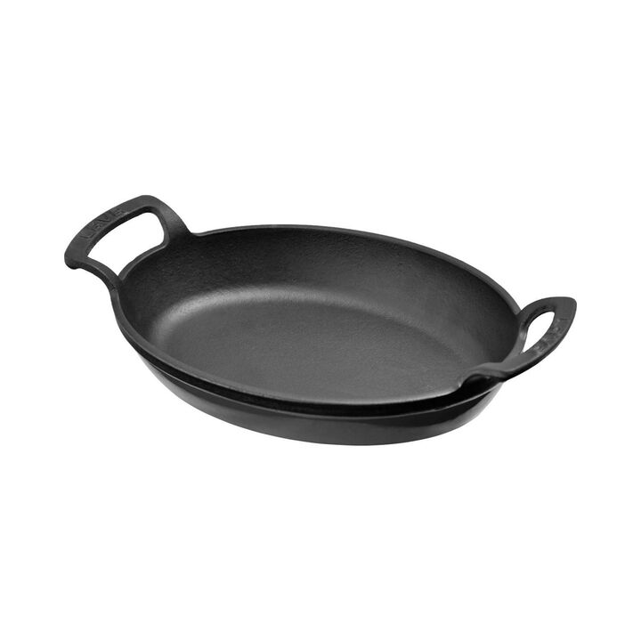 Cast Iron 9" x 6.75" x h:2.5" Oval Black Cast Iron Pan