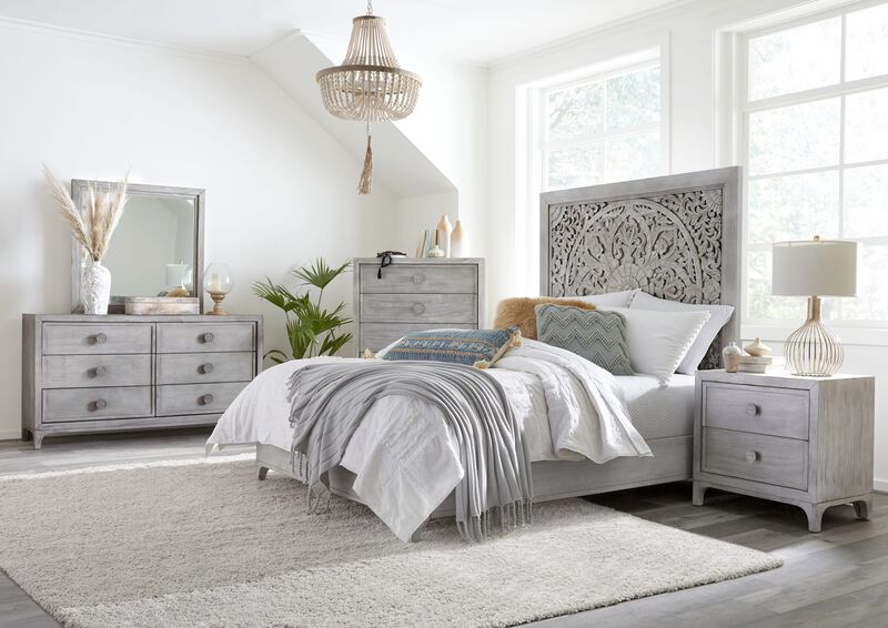 Boho Chic Nighstand in Washed White