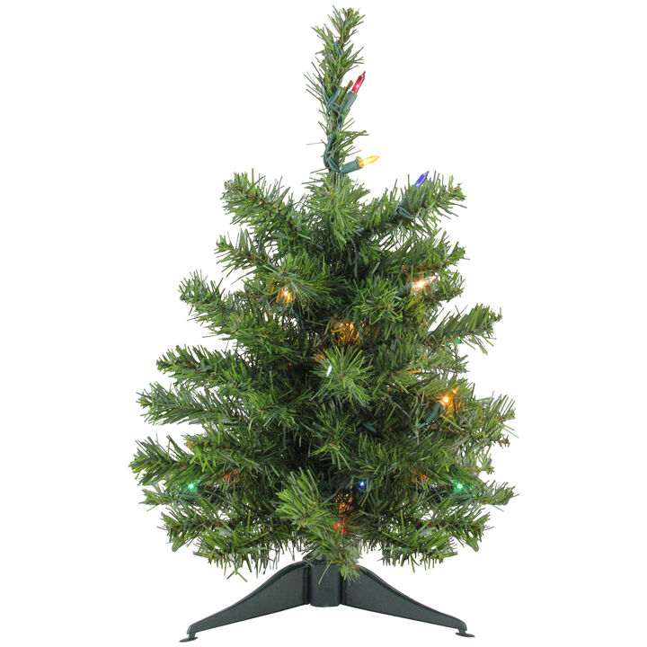 18" Pre-Lit Medium Canadian Pine Artificial Christmas Tree - Multicolor Lights