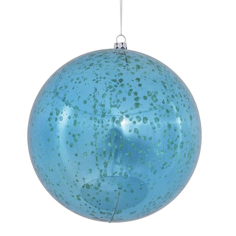 Vickerman 6" Christmas Ornament Ball, Turquiose Shiny Mercury Finish, Shatterproof Plastic, Holiday Christmas Tree Decoration, 4 Pack image number 0