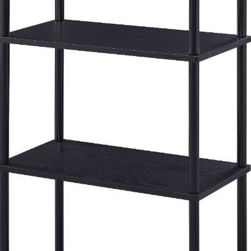 Bookshelf with Black Metal Frame, Black