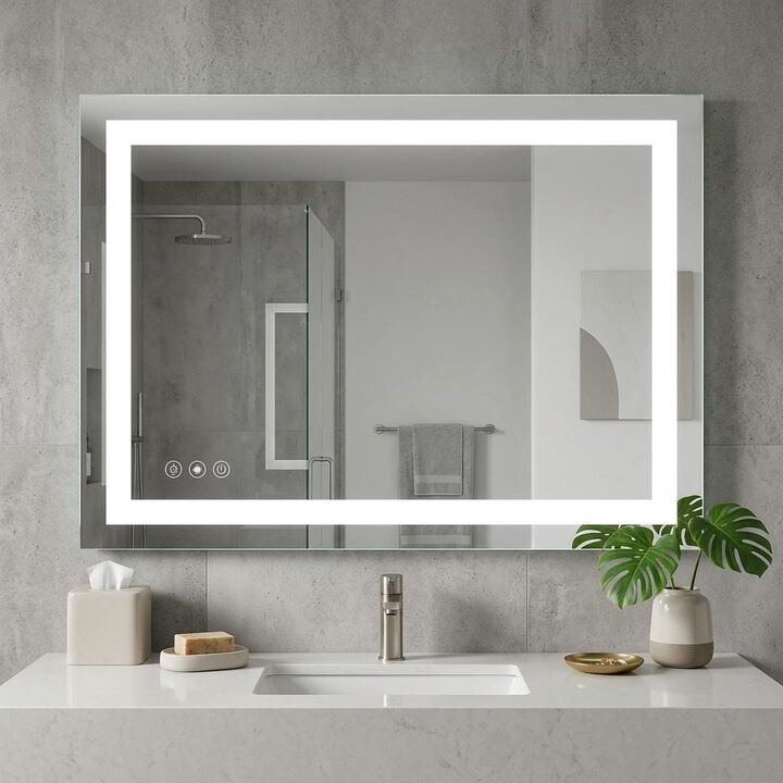 HomeRoots 35" Lighted Frameless Bathroom Vanity Mirror