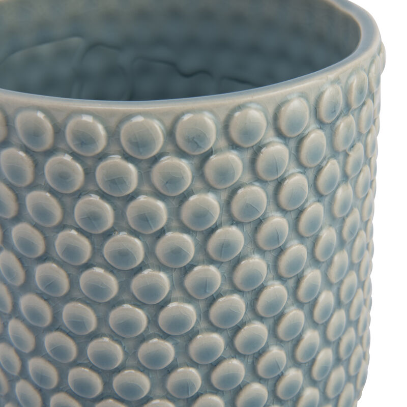 Round Stoneware Planter Pot with Polka Dots, Sky Blue image number 4