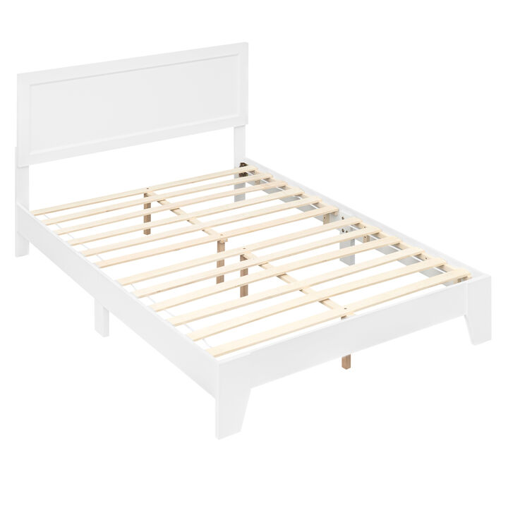 Full Size Upholstered Bed Frame with Headboard, No Box Spring Needed