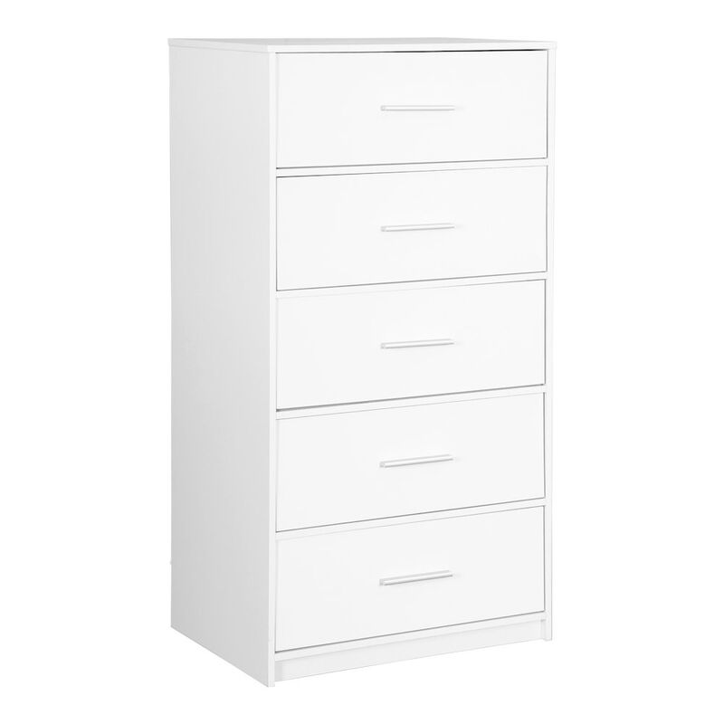 5-Drawer Dresser with Large Fabric Drawers, White