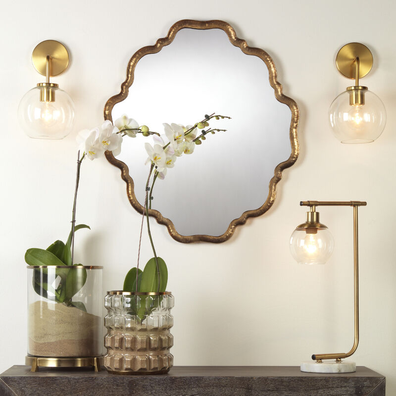 Reese Glass Wall Sconce, Brass
