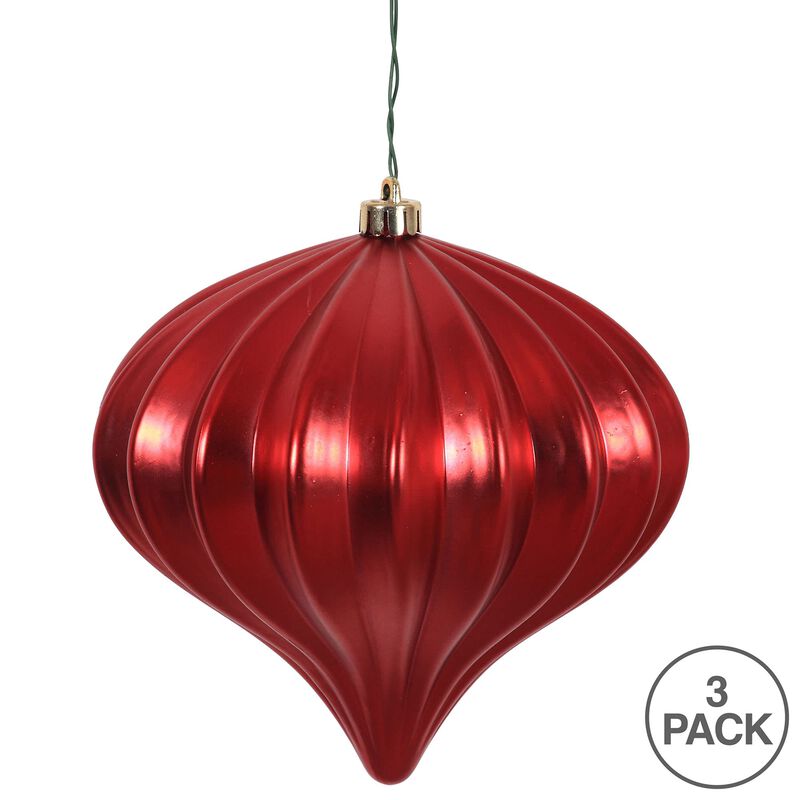 Vickerman 5.7" Burnished Orange Matte Onion Christmas Ornament, UV Treated, Set of 3 image number 4