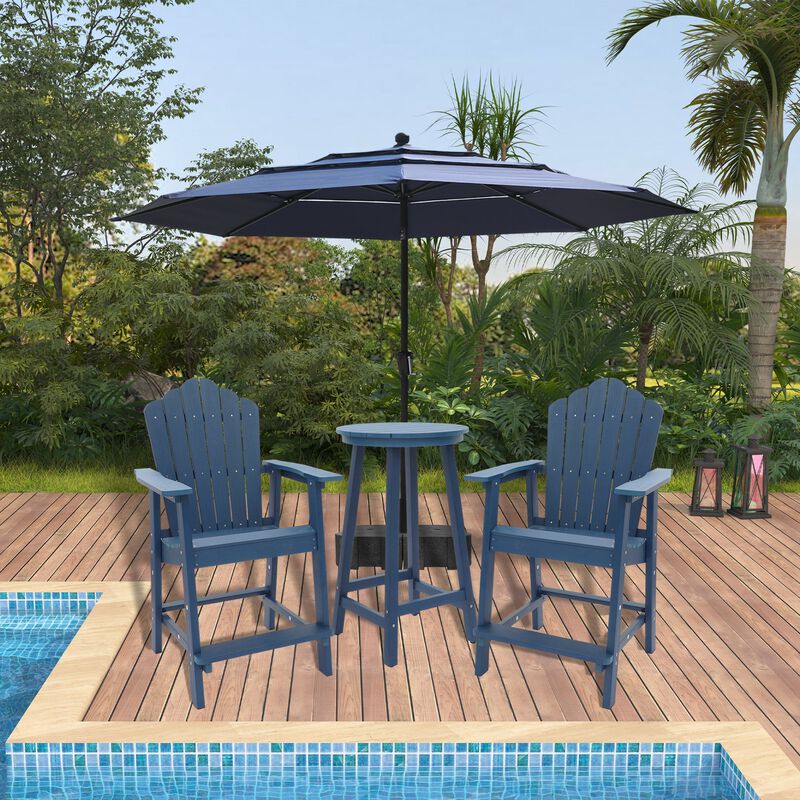 MONDAWE 4 Pieces Outdoor Chair Set with Table and Outdoor Umbrella with Base Stand Included