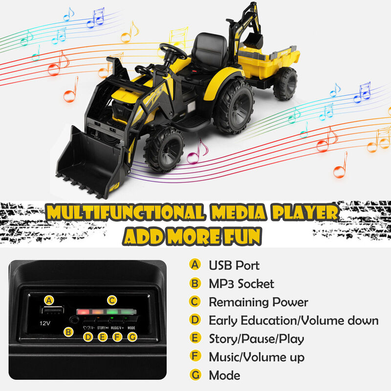 Kids 12V Ride On Excavator Truck image number 4