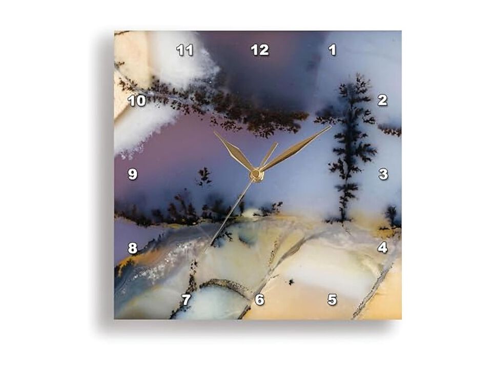Nevada Amethyst Sage Agate Natural Pattern Wall Clock 15 Inch Home Decor