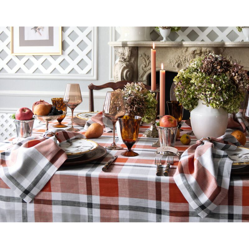 Solino Home Fall Buffalo Check 100% Linen Table Throw &ndash; Handcrafted, Machine Washable, Perfect for Holiday and Everyday Dining