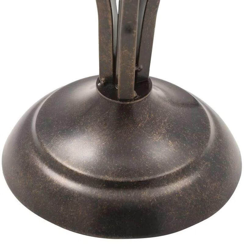 Hivvago Traditional Bronze Metal Finish Table Lamp with Beige Linen Shade