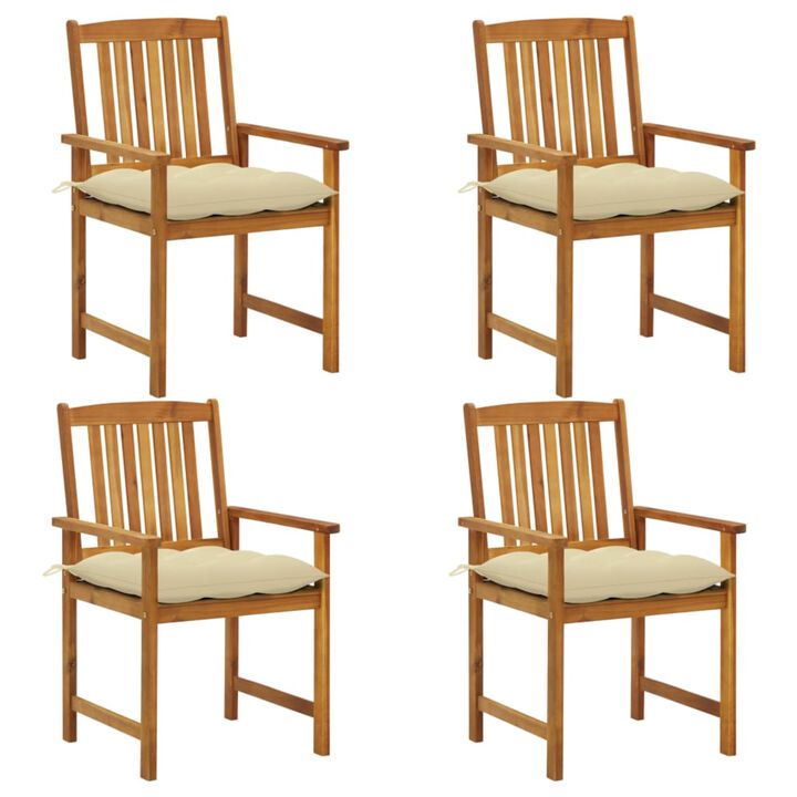 vidaXL Director's Chairs with Cushions 4 pcs Solid Acacia Wood