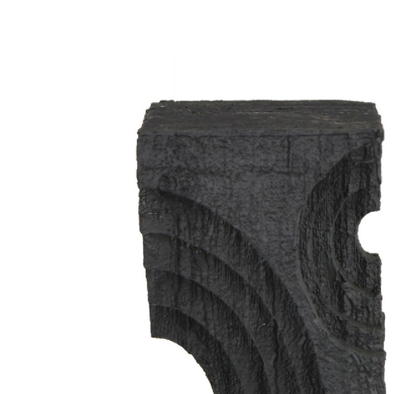 Tabletop Decor, Pillar Candle Stand, Geometric Cutouts, Black Resin 21 Inch image number 4