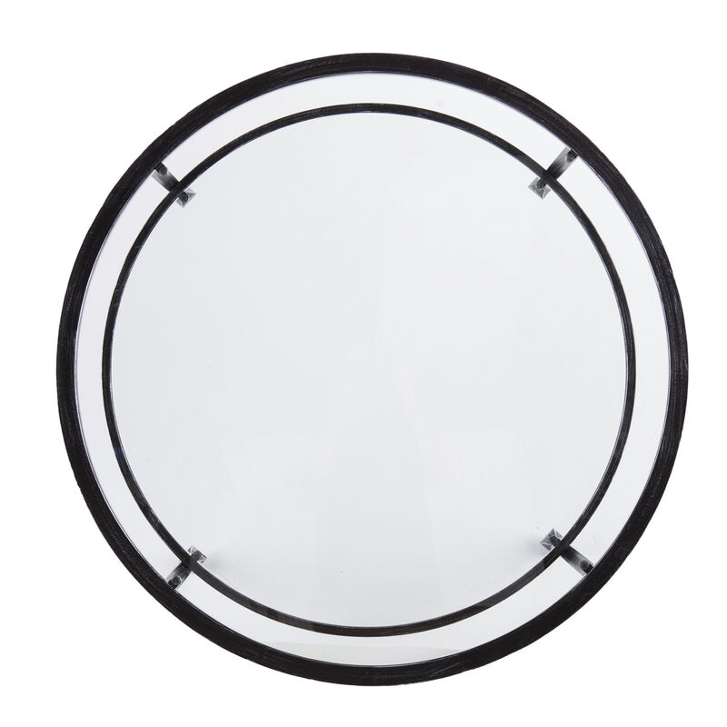 Hivvago 36 Inch Black Glass And Metal Round Coffee Table